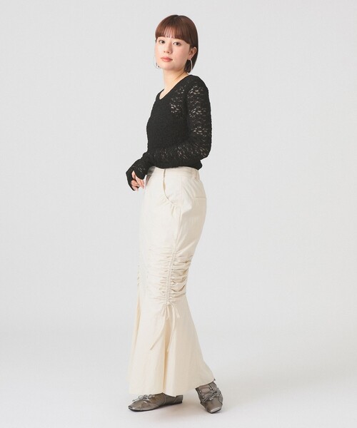 Ray BEAMS（レイビームス）の「ジャカード レース クルーネック Tシャツ（Tシャツ/カットソー・レディース・ホワイト/ブラック/サックスブルー・ONE SIZE）」の13枚目の写真