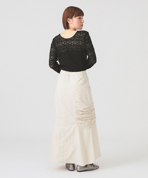 Ray BEAMS（レイビームス）の「ジャカード レース クルーネック Tシャツ（Tシャツ/カットソー・レディース・ホワイト/ブラック/サックスブルー・ONE SIZE）」の14枚目の写真