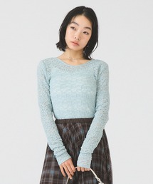 Ray BEAMS | ジャカード レース クルーネック Tシャツ(Tシャツ/カットソー)