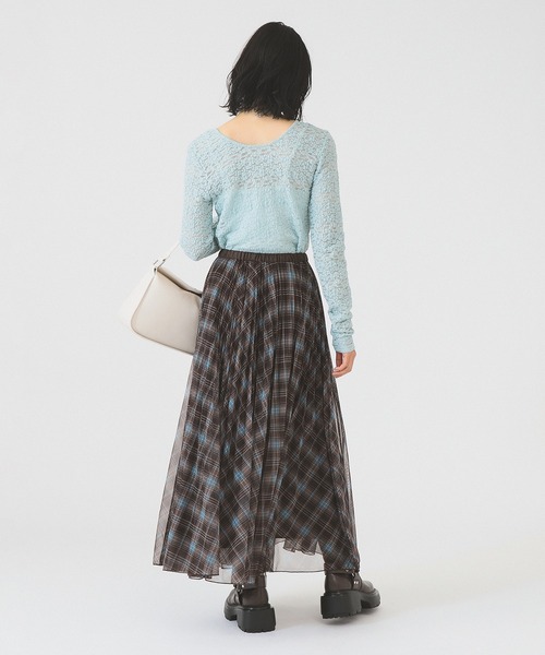 Ray BEAMS（レイビームス）の「ジャカード レース クルーネック Tシャツ（Tシャツ/カットソー・レディース・ホワイト/ブラック/サックスブルー・ONE SIZE）」の6枚目の写真