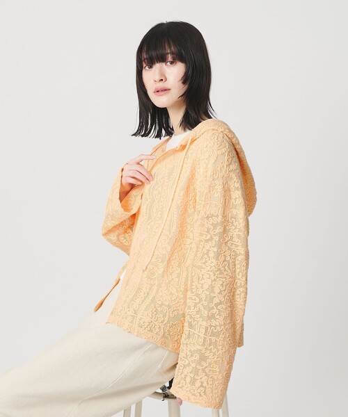 BEAUTY&YOUTH UNITED ARROWS（ビューティーアンドユースユナイテッドアローズ）の「メッシュ エンブロイダリー フーディ ウォッシャブル（シャツ/ブラウス・レディース・シャーベット/ブラック/ホワイト・FREE）」の3枚目の写真