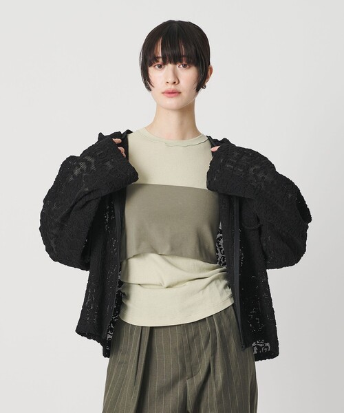 BEAUTY&YOUTH UNITED ARROWS（ビューティーアンドユースユナイテッドアローズ）の「メッシュ エンブロイダリー フーディ ウォッシャブル（シャツ/ブラウス・レディース・シャーベット/ブラック/ホワイト・FREE）」の2枚目の写真