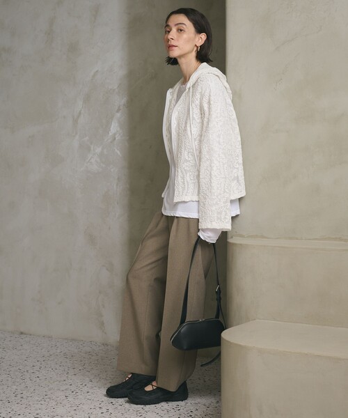 BEAUTY&YOUTH UNITED ARROWS（ビューティーアンドユースユナイテッドアローズ）の「メッシュ エンブロイダリー フーディ ウォッシャブル（シャツ/ブラウス・レディース・シャーベット/ブラック/ホワイト・FREE）」の4枚目の写真