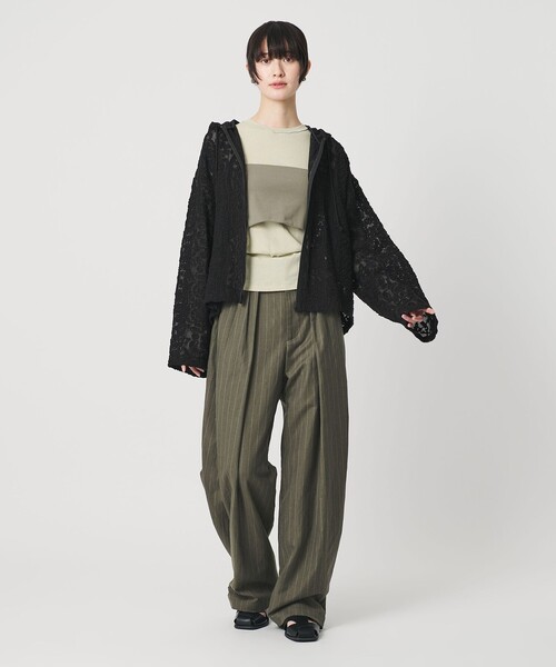 BEAUTY&YOUTH UNITED ARROWS（ビューティーアンドユースユナイテッドアローズ）の「メッシュ エンブロイダリー フーディ ウォッシャブル（シャツ/ブラウス・レディース・シャーベット/ブラック/ホワイト・FREE）」の14枚目の写真