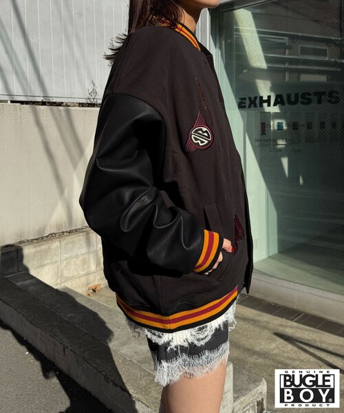 CIAOPANIC（チャオパニック）の「【BUGLE BOY/ビューグル ボーイ】スタジャン（ブルゾン・レディース・ブラック/ネイビー・FREE）」の5枚目の写真
