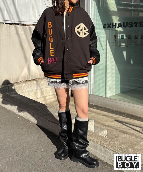 CIAOPANIC（チャオパニック）の「【BUGLE BOY/ビューグル ボーイ】スタジャン（ブルゾン・レディース・ブラック/ネイビー・FREE）」の7枚目の写真