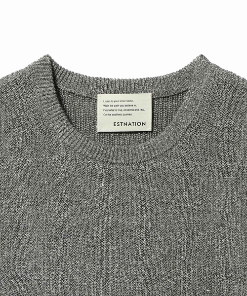 ESTNATION（エストネーション）の「ESTNATION / リネンコットン メランジクルーネックニット（ニット/セーター・メンズ・ネイビー/グレー・LARGE/MEDIUM）」の4枚目の写真