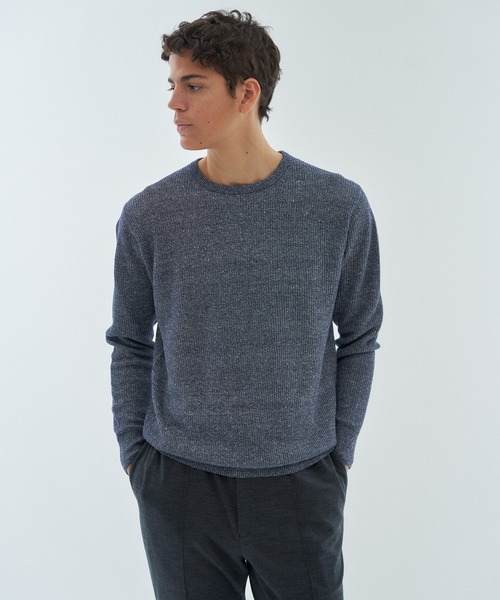 ESTNATION（エストネーション）の「ESTNATION / リネンコットン メランジクルーネックニット（ニット/セーター・メンズ・ネイビー/グレー・LARGE/MEDIUM）」の9枚目の写真