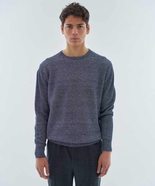 ESTNATION（エストネーション）の「ESTNATION / リネンコットン メランジクルーネックニット（ニット/セーター・メンズ・ネイビー/グレー・LARGE/MEDIUM）」の10枚目の写真