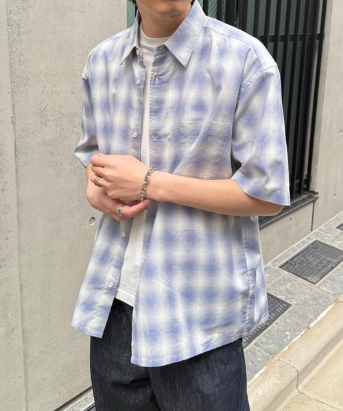 MAGASIN DE MODE Brew(マガジンデモードブリュー)の「【MAGASIN DE MODE Brew】半袖チェックシャツ パナマシャツ/通気性抜群/コットン100% 6270-9072 MNY(シャツ/ブラウス・メンズ・ダークブラウン/ブラック/ブルー・LL/L/M)」の3枚目の写真