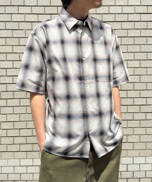 MAGASIN DE MODE Brew(マガジンデモードブリュー)の「【MAGASIN DE MODE Brew】半袖チェックシャツ パナマシャツ/通気性抜群/コットン100% 6270-9072 MNY(シャツ/ブラウス・メンズ・ダークブラウン/ブラック/ブルー・LL/L/M)」の2枚目の写真