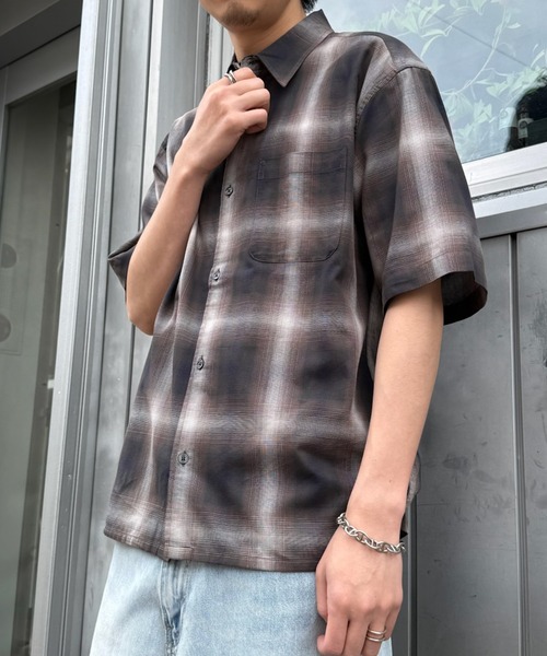 MAGASIN DE MODE Brew(マガジンデモードブリュー)の「【MAGASIN DE MODE Brew】半袖チェックシャツ パナマシャツ/通気性抜群/コットン100% 6270-9072 MNY(シャツ/ブラウス・メンズ・ダークブラウン/ブラック/ブルー・LL/L/M)」の6枚目の写真