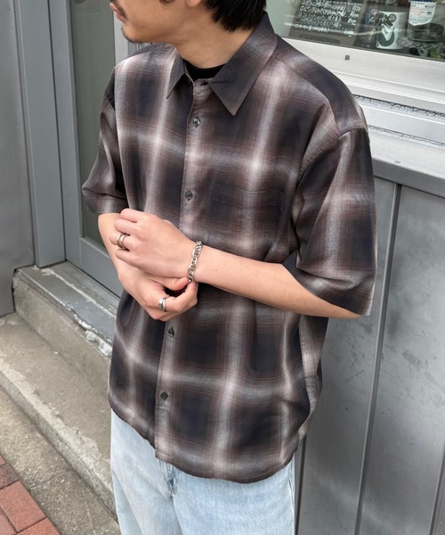MAGASIN DE MODE Brew(マガジンデモードブリュー)の「【MAGASIN DE MODE Brew】半袖チェックシャツ パナマシャツ/通気性抜群/コットン100% 6270-9072 MNY(シャツ/ブラウス・メンズ・ダークブラウン/ブラック/ブルー・LL/L/M)」の5枚目の写真