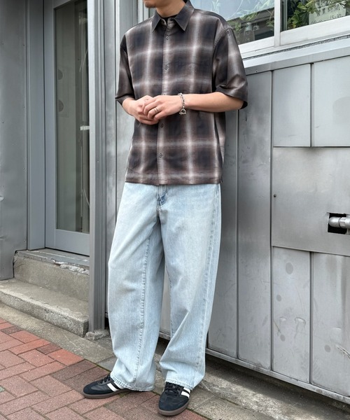 MAGASIN DE MODE Brew(マガジンデモードブリュー)の「【MAGASIN DE MODE Brew】半袖チェックシャツ パナマシャツ/通気性抜群/コットン100% 6270-9072 MNY(シャツ/ブラウス・メンズ・ダークブラウン/ブラック/ブルー・LL/L/M)」の7枚目の写真