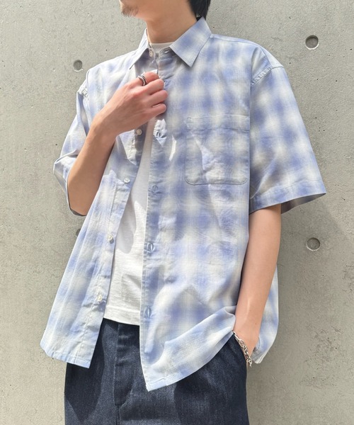 MAGASIN DE MODE Brew(マガジンデモードブリュー)の「【MAGASIN DE MODE Brew】半袖チェックシャツ パナマシャツ/通気性抜群/コットン100% 6270-9072 MNY(シャツ/ブラウス・メンズ・ダークブラウン/ブラック/ブルー・LL/L/M)」の12枚目の写真