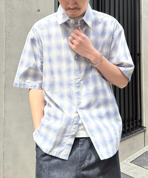 MAGASIN DE MODE Brew(マガジンデモードブリュー)の「【MAGASIN DE MODE Brew】半袖チェックシャツ パナマシャツ/通気性抜群/コットン100% 6270-9072 MNY(シャツ/ブラウス・メンズ・ダークブラウン/ブラック/ブルー・LL/L/M)」の9枚目の写真