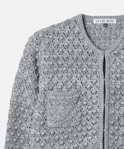 LE CIEL BLEU（ルシェルブルー）の「オープンワークニットジャケット / Openwork Knit Jacket（ニット/セーター・レディース・ライトブルー/グレー・36）」の9枚目の写真