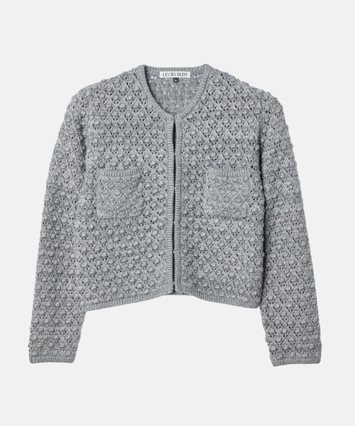 LE CIEL BLEU（ルシェルブルー）の「オープンワークニットジャケット / Openwork Knit Jacket（ニット/セーター・レディース・ライトブルー/グレー・36）」の8枚目の写真