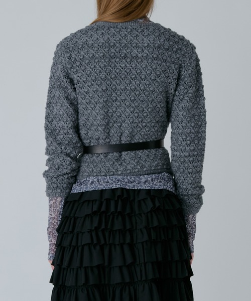 LE CIEL BLEU（ルシェルブルー）の「オープンワークニットジャケット / Openwork Knit Jacket（ニット/セーター・レディース・ライトブルー/グレー・36）」の7枚目の写真