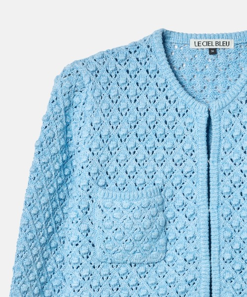 LE CIEL BLEU（ルシェルブルー）の「オープンワークニットジャケット / Openwork Knit Jacket（ニット/セーター・レディース・ライトブルー/グレー・36）」の18枚目の写真