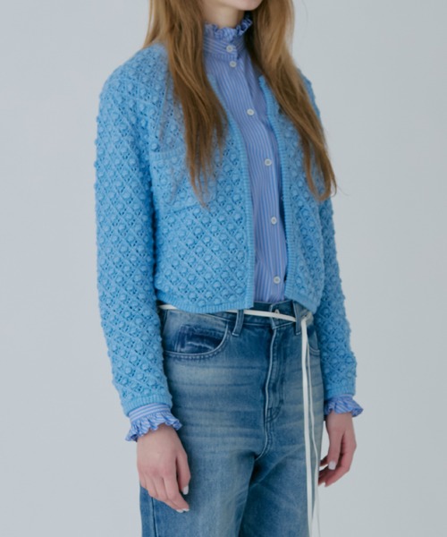 LE CIEL BLEU（ルシェルブルー）の「オープンワークニットジャケット / Openwork Knit Jacket（ニット/セーター・レディース・ライトブルー/グレー・36）」の14枚目の写真