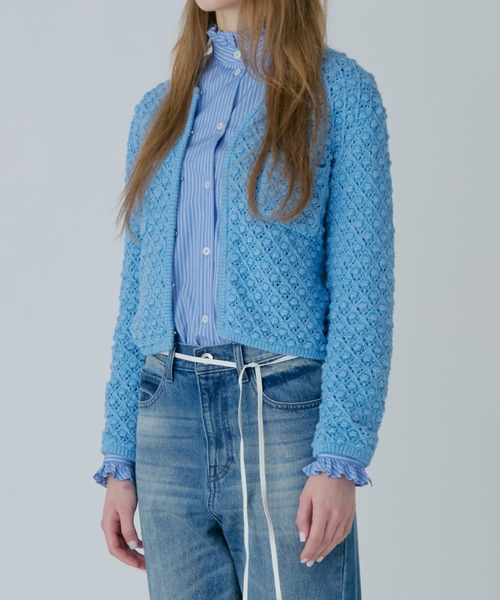 LE CIEL BLEU（ルシェルブルー）の「オープンワークニットジャケット / Openwork Knit Jacket（ニット/セーター・レディース・ライトブルー/グレー・36）」の13枚目の写真