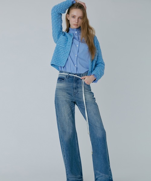 LE CIEL BLEU（ルシェルブルー）の「オープンワークニットジャケット / Openwork Knit Jacket（ニット/セーター・レディース・ライトブルー/グレー・36）」の11枚目の写真