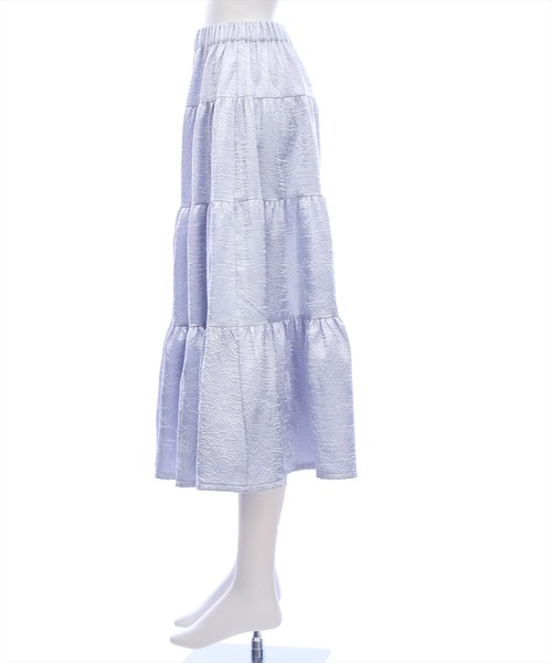 CLEAR BASIC（クリアベーシック）の「シュリンク加工ティアードロングスカート[大人 フェミニン 上品]≪新作≫（スカート・レディース・オフホワイト/ブラック/ブルーグレー・F）」の4枚目の写真