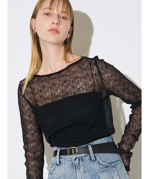 ELENDEEK（エレンディーク）の「エンブロイダリースキンカットソー（Tシャツ/カットソー・レディース・ブラック/オフホワイト・FREE）」の14枚目の写真