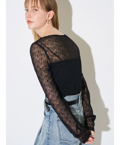 ELENDEEK（エレンディーク）の「エンブロイダリースキンカットソー（Tシャツ/カットソー・レディース・ブラック/オフホワイト・FREE）」の15枚目の写真