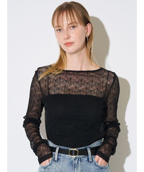 ELENDEEK（エレンディーク）の「エンブロイダリースキンカットソー（Tシャツ/カットソー・レディース・ブラック/オフホワイト・FREE）」の17枚目の写真