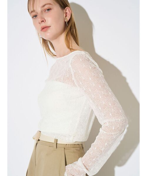 ELENDEEK（エレンディーク）の「エンブロイダリースキンカットソー（Tシャツ/カットソー・レディース・ブラック/オフホワイト・FREE）」の22枚目の写真