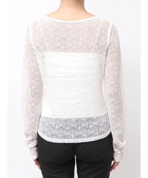 ELENDEEK（エレンディーク）の「エンブロイダリースキンカットソー（Tシャツ/カットソー・レディース・ブラック/オフホワイト・FREE）」の3枚目の写真