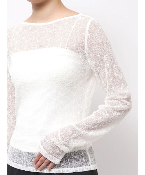 ELENDEEK（エレンディーク）の「エンブロイダリースキンカットソー（Tシャツ/カットソー・レディース・ブラック/オフホワイト・FREE）」の5枚目の写真