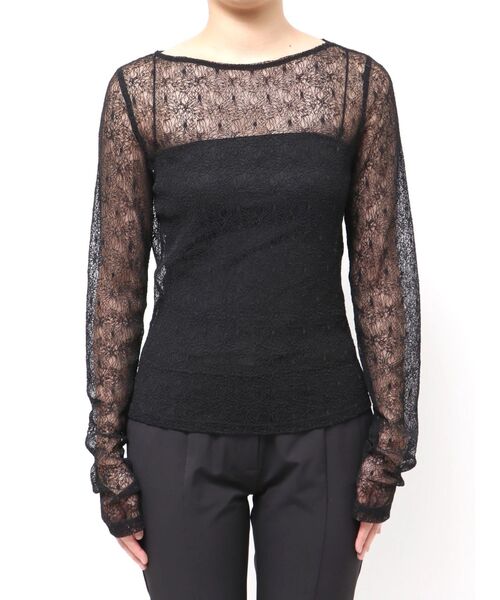 ELENDEEK（エレンディーク）の「エンブロイダリースキンカットソー（Tシャツ/カットソー・レディース・ブラック/オフホワイト・FREE）」の8枚目の写真