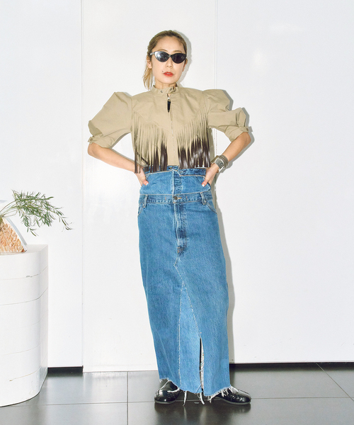 TOGA PULLA（トーガ　プルラ）の「TOGA PULLA TWILL FRINGE BLOUSE TP261-FJ226：ブラウス（シャツ/ブラウス・レディース・ベージュ・38）」の3枚目の写真
