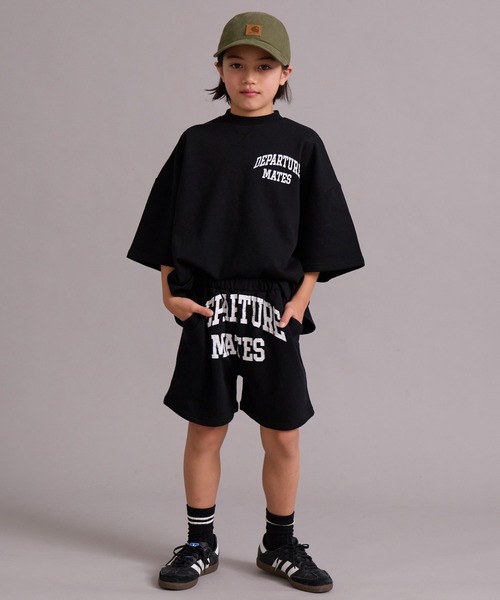 PAIRMANON STREET（ペアマノンストリート）の「裏毛 ロゴプリント セットアップ 半袖 ショートパンツ【PAIRMANON STREET】（セットアップ・キッズ・グレー/ブラック/カーキ・100/110/120/130/140/150/160/90）」の6枚目の写真