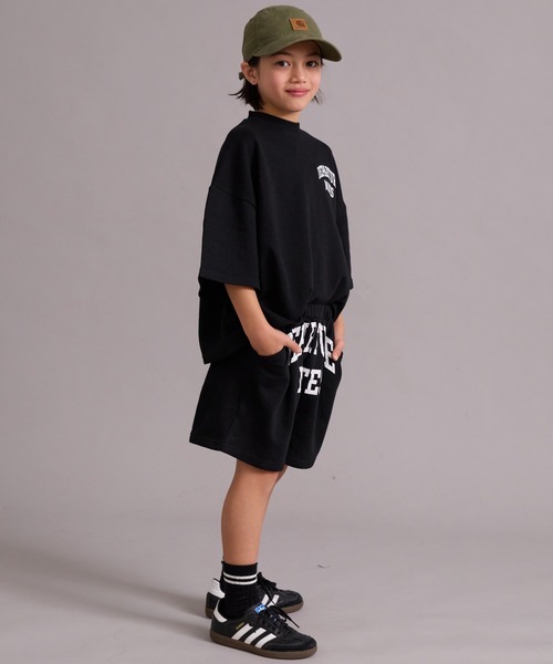 PAIRMANON STREET（ペアマノンストリート）の「裏毛 ロゴプリント セットアップ 半袖 ショートパンツ【PAIRMANON STREET】（セットアップ・キッズ・グレー/ブラック/カーキ・100/110/120/130/140/150/160/90）」の7枚目の写真