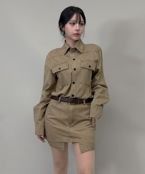 FOLLOWIN（フォロウィン）の「長袖ワンピース（ワンピース・レディース・カーキ・MEDIUM）」の7枚目の写真