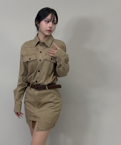 FOLLOWIN（フォロウィン）の「長袖ワンピース（ワンピース・レディース・カーキ・MEDIUM）」の9枚目の写真