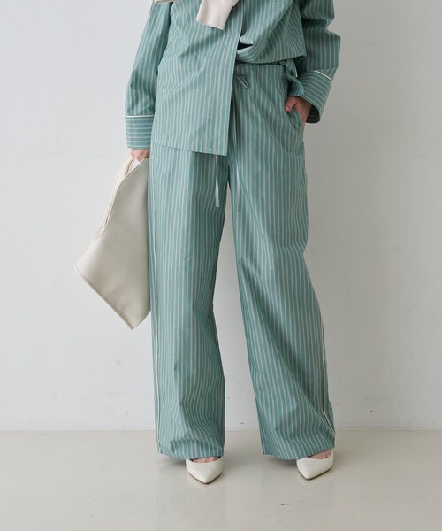 Rouge vif（ルージュヴィフ）の「【セットアップ対応】セミワイドドローパンツ（その他パンツ・レディース・ストライプ/サックスブルー・38/36）」の7枚目の写真