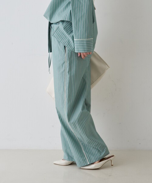 Rouge vif（ルージュヴィフ）の「【セットアップ対応】セミワイドドローパンツ（その他パンツ・レディース・ストライプ/サックスブルー・38/36）」の8枚目の写真