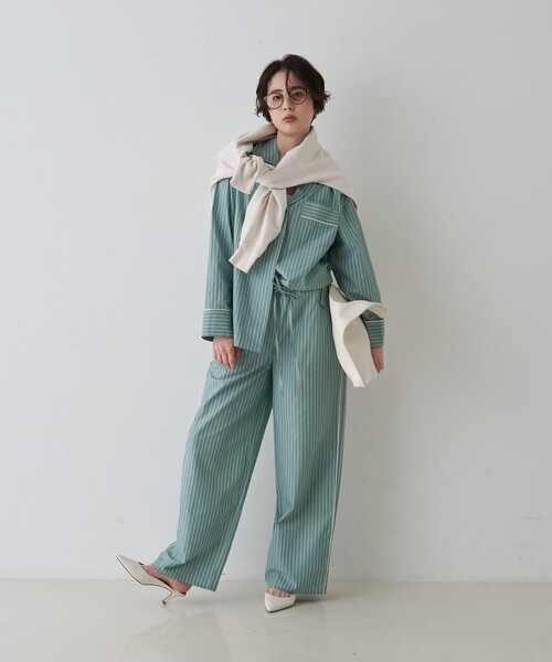 Rouge vif（ルージュヴィフ）の「【セットアップ対応】セミワイドドローパンツ（その他パンツ・レディース・ストライプ/サックスブルー・38/36）」の18枚目の写真