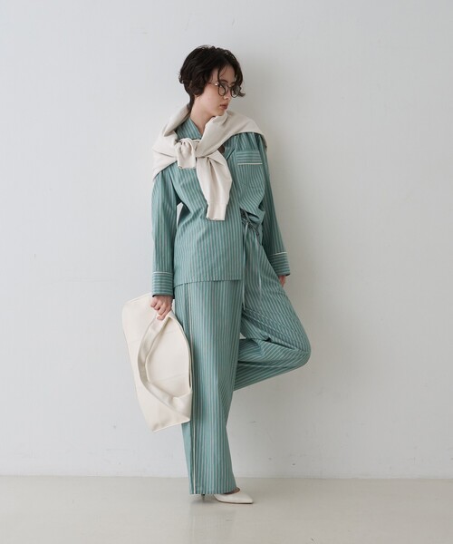 Rouge vif（ルージュヴィフ）の「【セットアップ対応】セミワイドドローパンツ（その他パンツ・レディース・ストライプ/サックスブルー・38/36）」の21枚目の写真