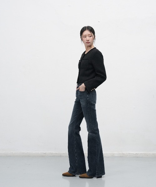 GENERAL IDEA（ジェネラルアイデア）の「【入庫禁止】【GENERAL IDEA】クロップツイードジャケット / trimming crop tweed jacket（ノーカラージャケット・レディース・ブラック/ホワイト・S/M/L）」の13枚目の写真