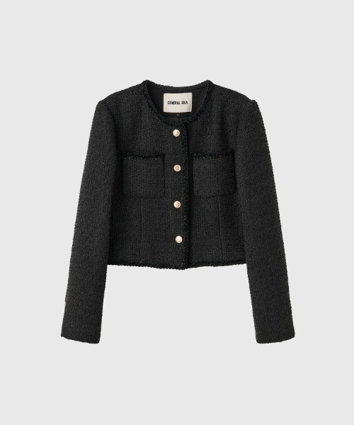 GENERAL IDEA（ジェネラルアイデア）の「【入庫禁止】【GENERAL IDEA】クロップツイードジャケット / trimming crop tweed jacket（ノーカラージャケット・レディース・ブラック/ホワイト・S/M/L）」の15枚目の写真