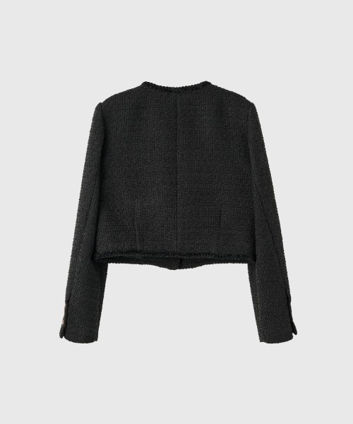 GENERAL IDEA（ジェネラルアイデア）の「【入庫禁止】【GENERAL IDEA】クロップツイードジャケット / trimming crop tweed jacket（ノーカラージャケット・レディース・ブラック/ホワイト・S/M/L）」の16枚目の写真