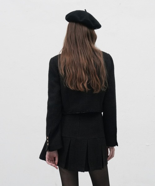 GENERAL IDEA（ジェネラルアイデア）の「【入庫禁止】【GENERAL IDEA】クロップツイードジャケット / trimming crop tweed jacket（ノーカラージャケット・レディース・ブラック/ホワイト・S/M/L）」の11枚目の写真