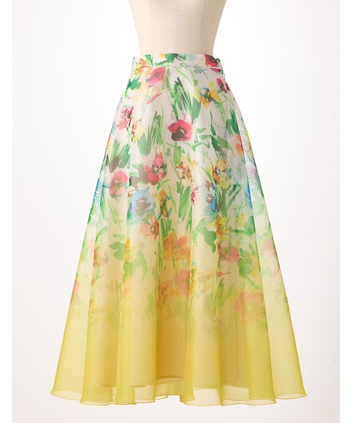 STRAWBERRY-FIELDS（ストロベリーフィールズ）の「スプリングヘイズ_オーガンジーパネルプリントスカート（スカート・レディース・イエロー・1/2）」の3枚目の写真
