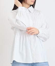 TRUDEA | シャーリングシャツ(ストライプ・無地)(シャツ/ブラウス)